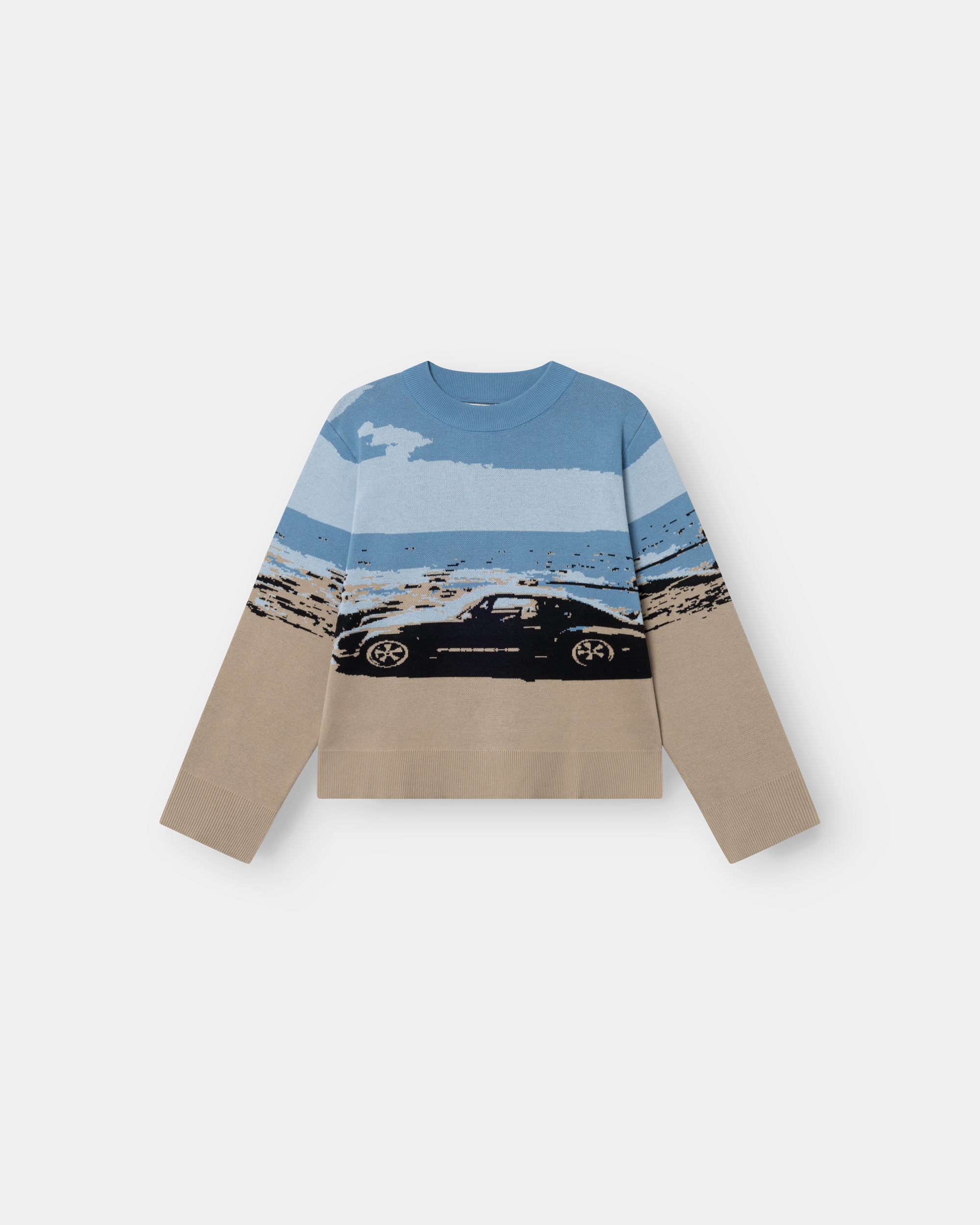 Jaquard Knit Blue Car
